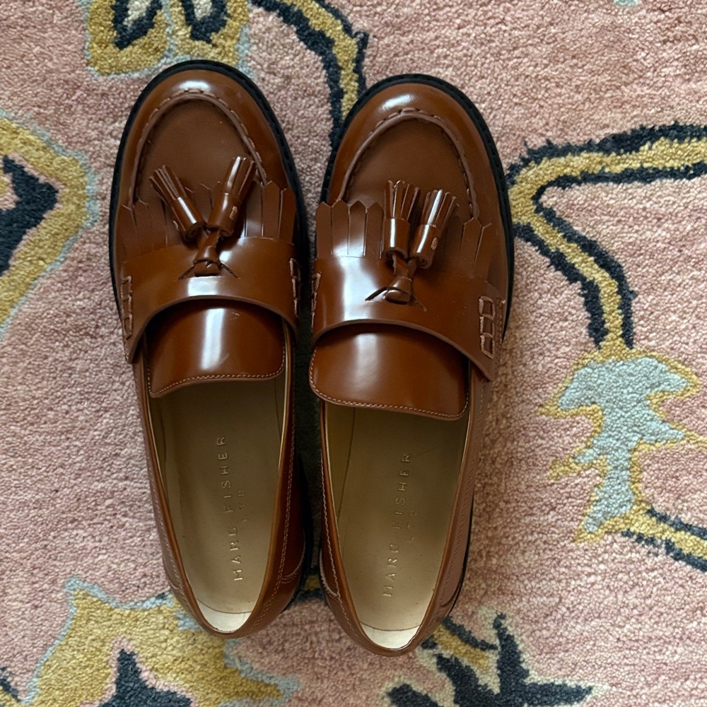 Marc Fisher Brown Leather Tassel Loafers